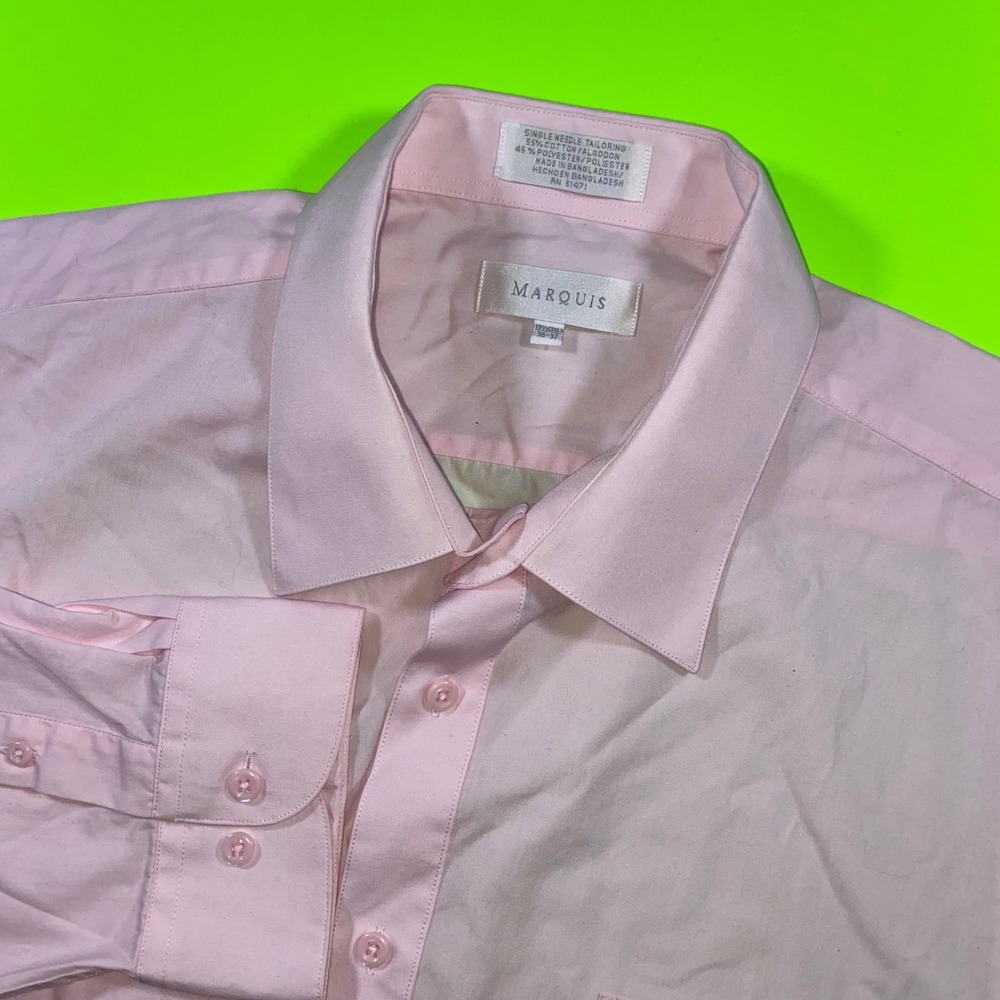 Marquis Pink‎ Dress Shirt Mens Size 19.5 3XL Long Sleeve Button Up